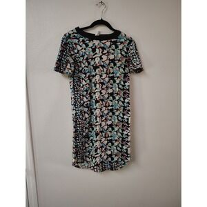 Truth NYC Womens Abstract Floral Short Sleeve Shift Dress Multicolor Size Small